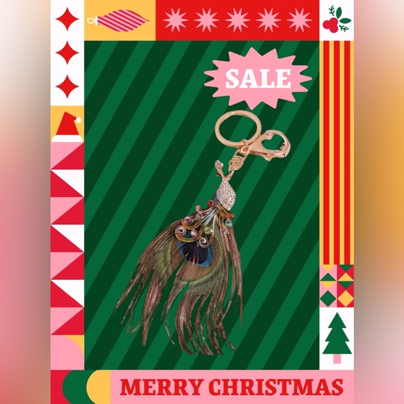 Luxurious Peacock-Shaped Rhinestone Bag Charm Keychain - Picture 2 of 2